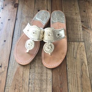 JACK ROGERS Hamptons flat sandals platinum (gold)